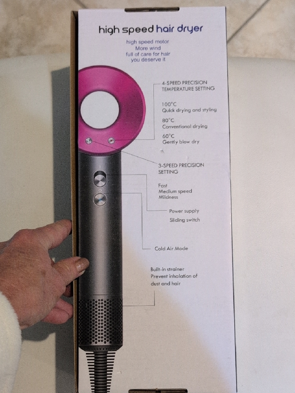 High Speed Hair Dryer - Black & Silver New In Box - Picture 2 of 8